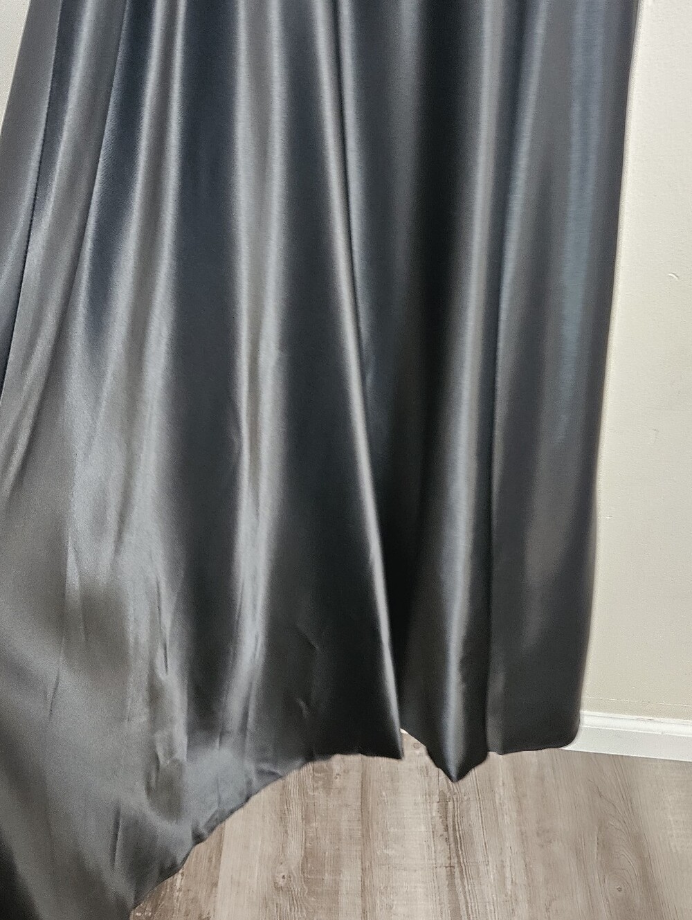 Vintage Tadashi Shoji Black Gown Belted Mock Neck Satin Skirt Evening Dress 14 - Picture 4 of 10